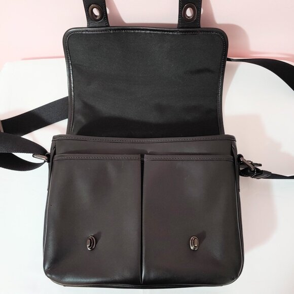 New with Defects COACH Heritage Map Smooth Leather Crossbody Messenger Bag Black - Picture 11 of 16